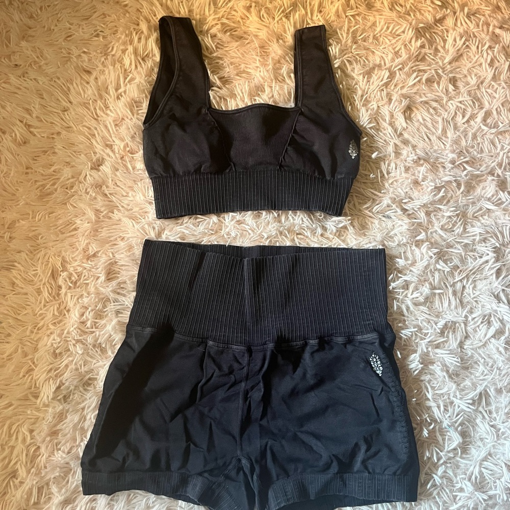 Free People Movement Black Workout Set